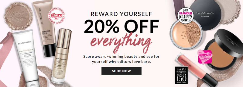 20% off everything at bareMinerals